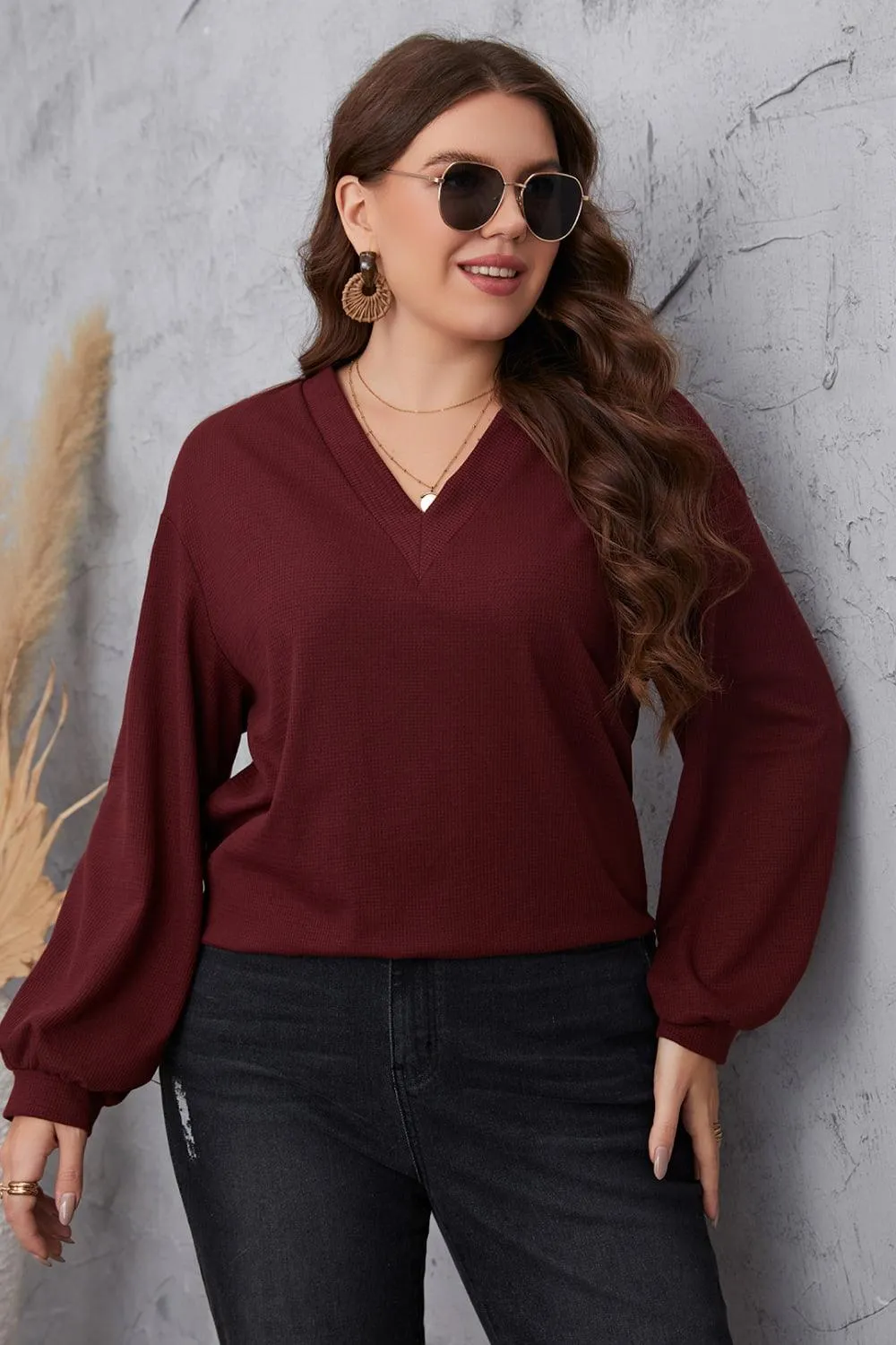 Plus Size Dropped Shoulder Blouse