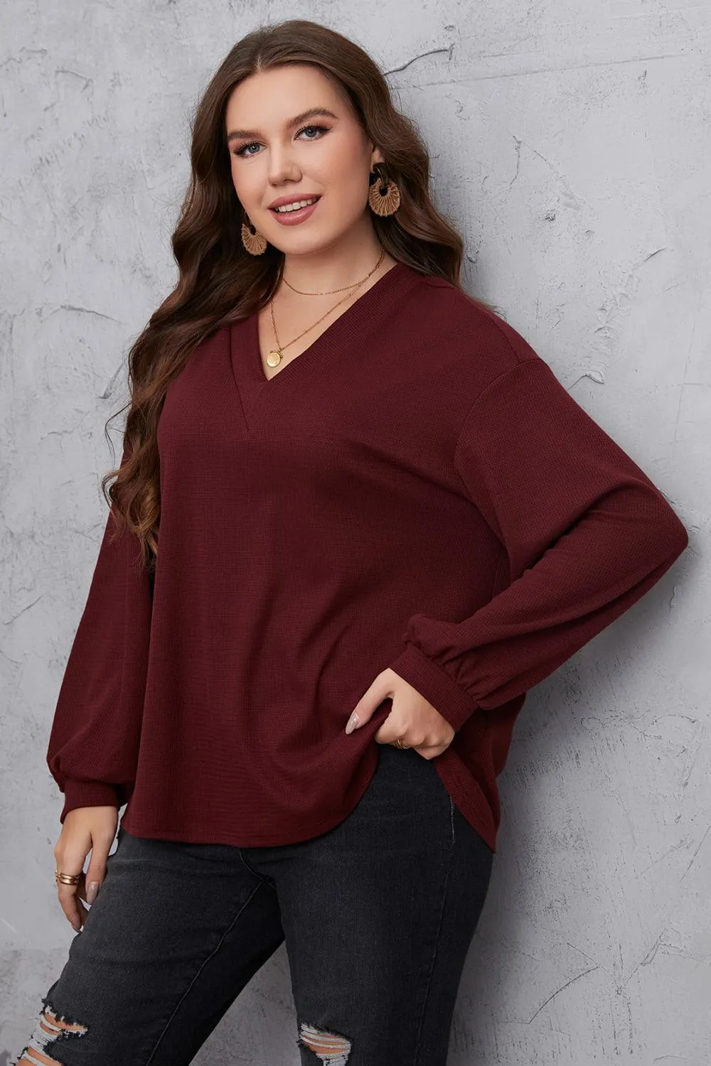 Plus Size Dropped Shoulder Blouse