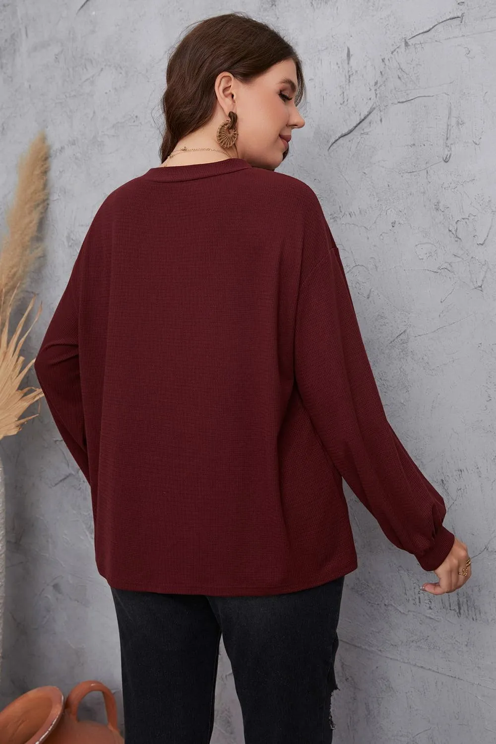 Plus Size Dropped Shoulder Blouse