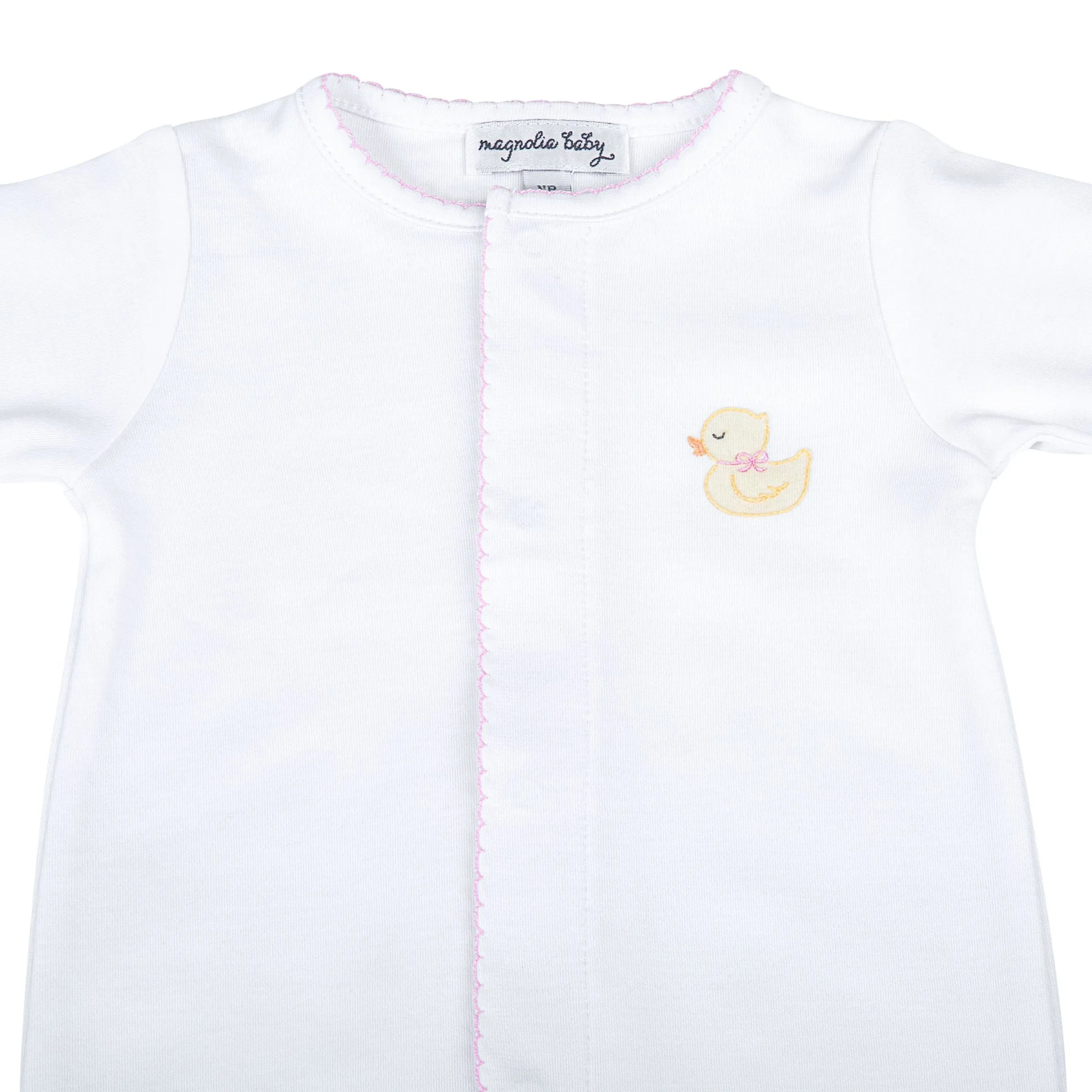 Precious Ducklings Embroidered Footie- Pink