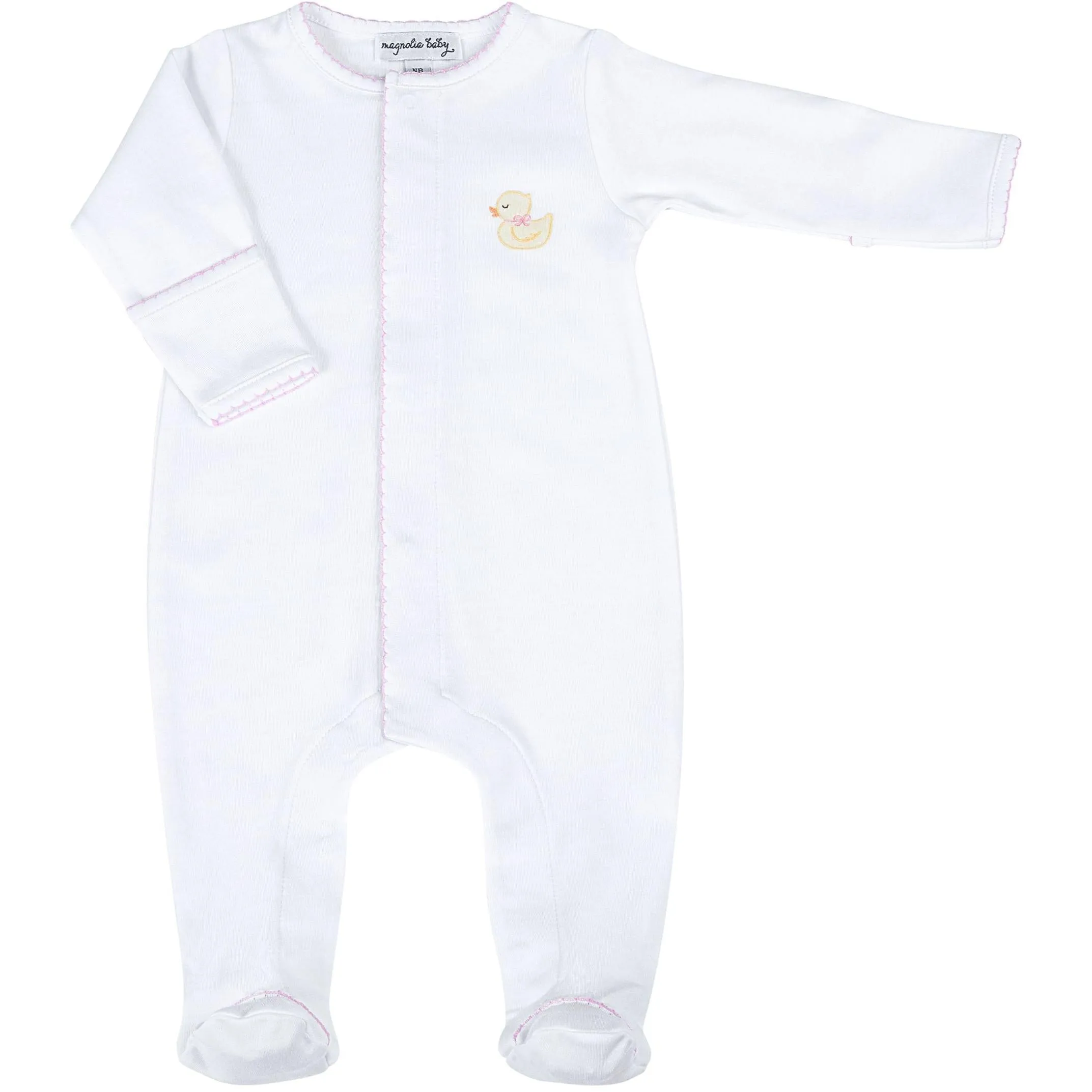 Precious Ducklings Embroidered Footie- Pink