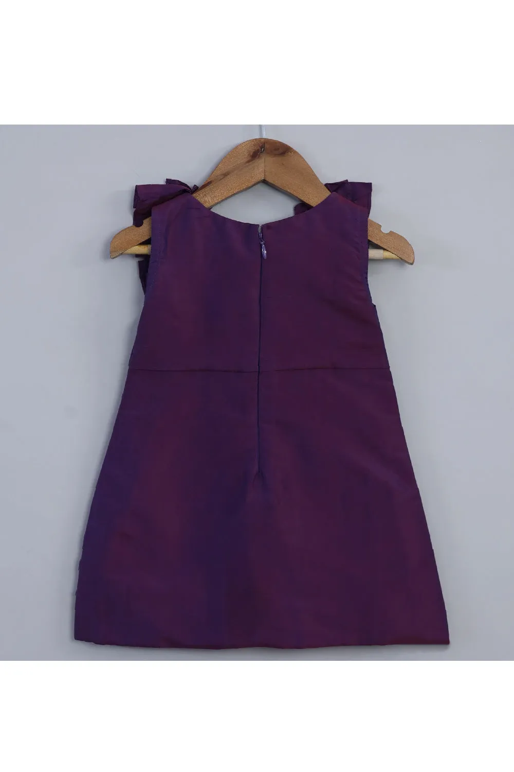 Purple Ruffle Taffeta Silk Sleeveless Dress