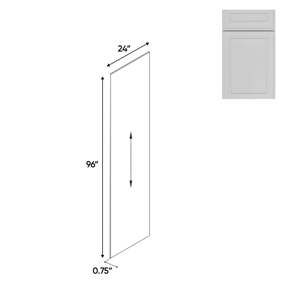 RTA - Elegant Shaker White - Refrigerator End Panel - 96"L x 24"W x 0.5"D