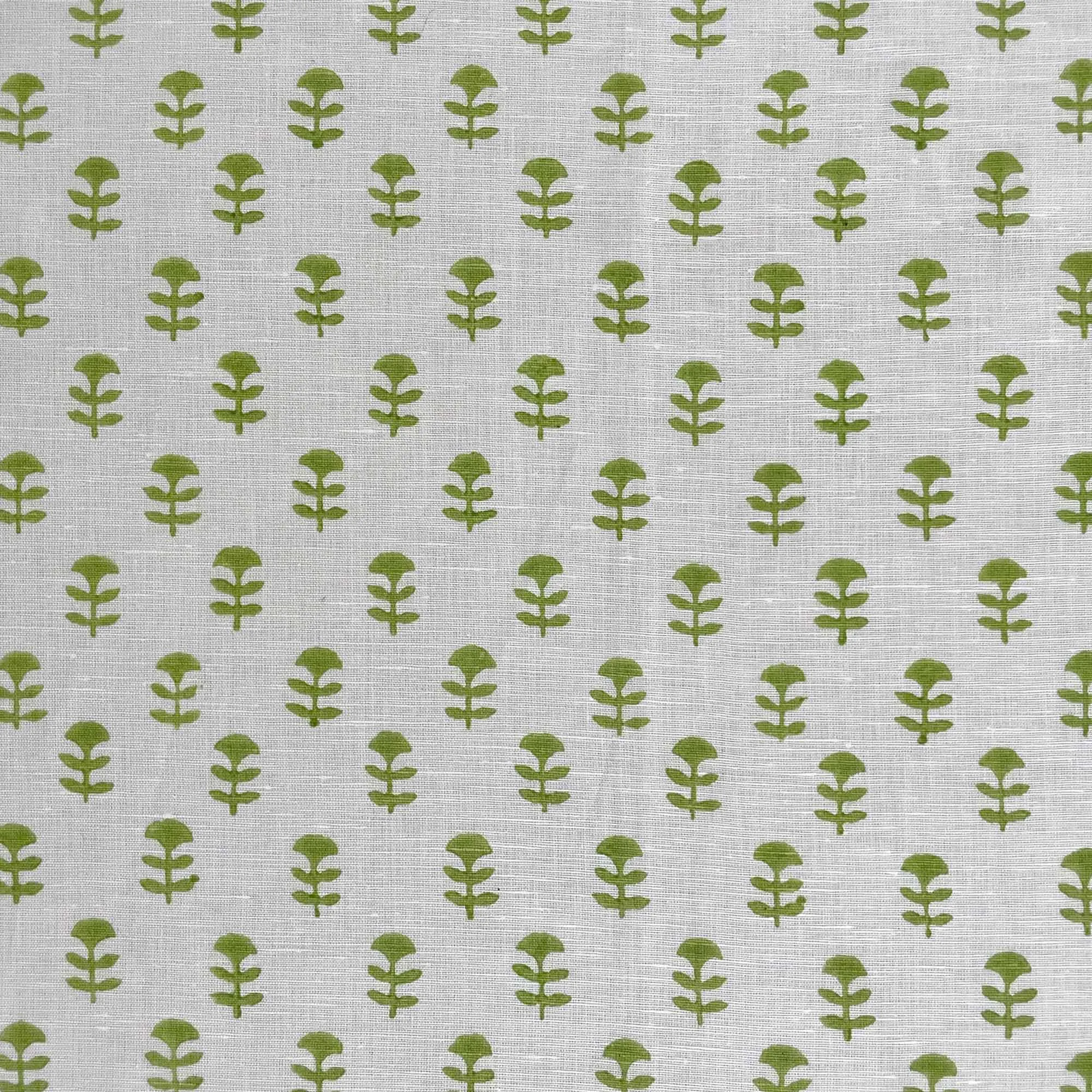 Sage Green Tiny Flower Hand Block Printed Linen