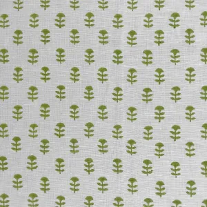 Sage Green Tiny Flower Hand Block Printed Linen