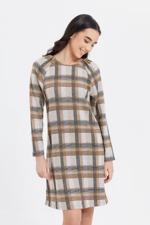 Senior Girls Brown Check Dress