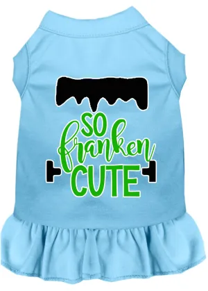 So Franken Cute Screen Print Dog Dress Baby Blue Xl