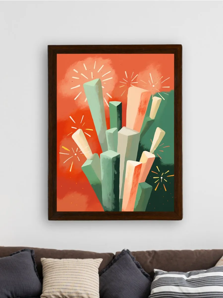 Sowpeace: Winter Sticks – Handcrafted Abstract Nature Canvas Art – Premium Indian-Inspired Winter Wall Decor