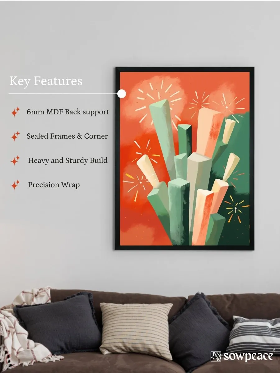 Sowpeace: Winter Sticks – Handcrafted Abstract Nature Canvas Art – Premium Indian-Inspired Winter Wall Decor