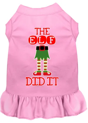 The Elf Did It Screen Print Dog Dress Light Pink 4x