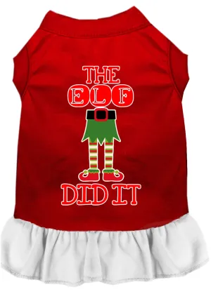 The Elf Did It Screen Print Dog Dress Red With White Lg