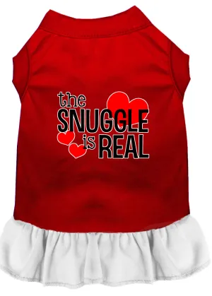 The Snuggle Is Real Screen Print Dog Dress Red With White Xxl