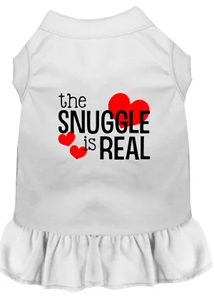 The Snuggle Is Real Screen Print Dog Dress White Lg