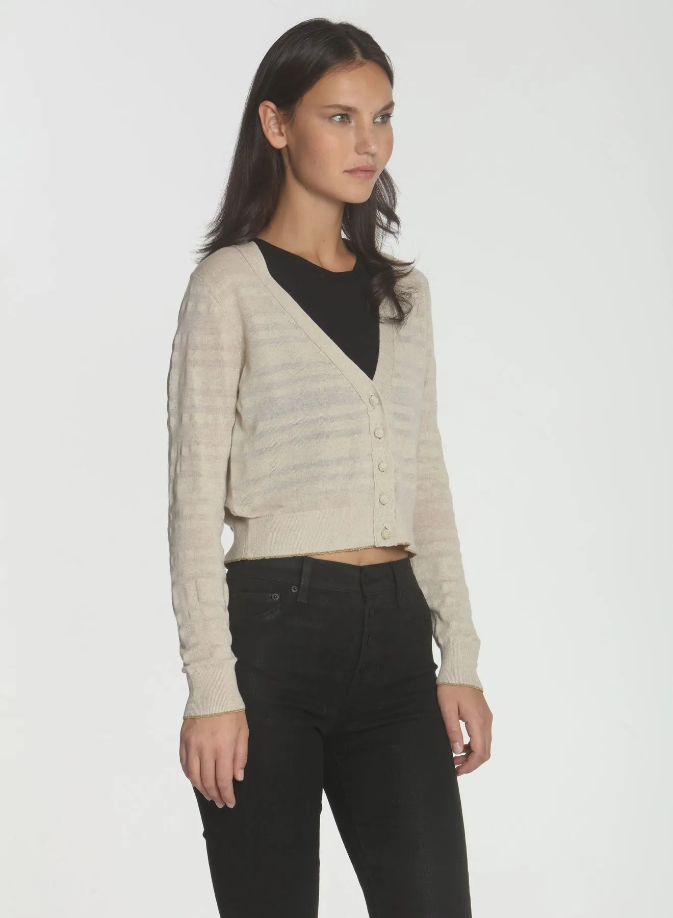 Thea Stripe Cardigan - Sand