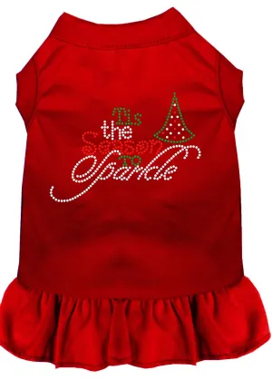 Tis The Season To Sparkle Rhinestone Dog Dress Red Sm (10)