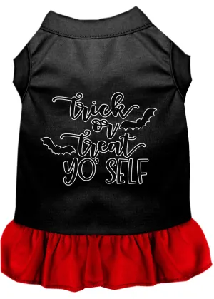 Trick Or Treat Yo' Self Screen Print Dog Dress Black With Red Xl