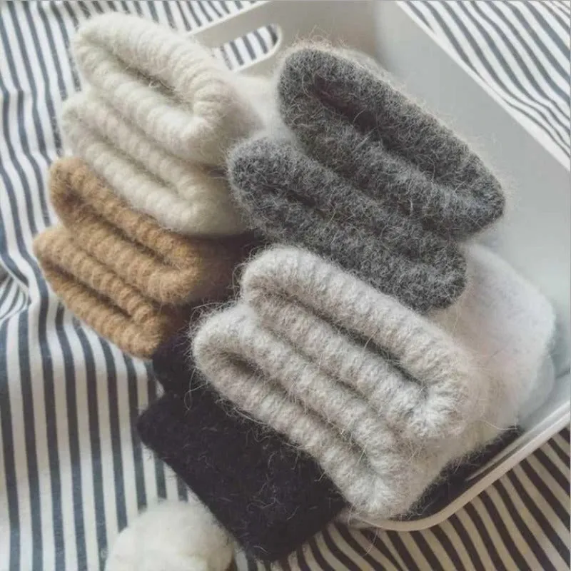 Winter Warm Solid-Colored Full Finger Knitted Gloves