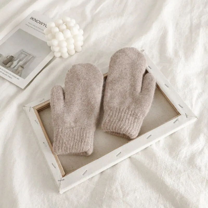 Winter Warm Solid-Colored Full Finger Knitted Gloves