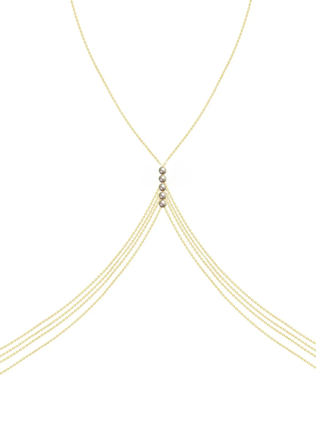 Yellow Chimes Body Chain For Women Layered Gold Tone Elegant Pearl Beaded Body Chain With Neck Chain For Women and Girls