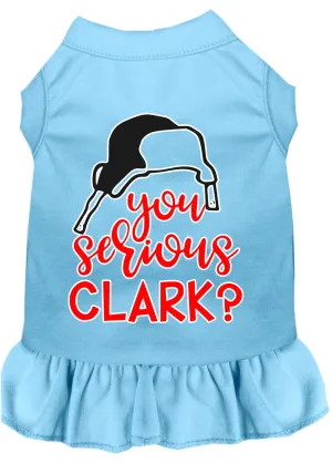 You Serious Clark? Screen Print Dog Dress Baby Blue Sm