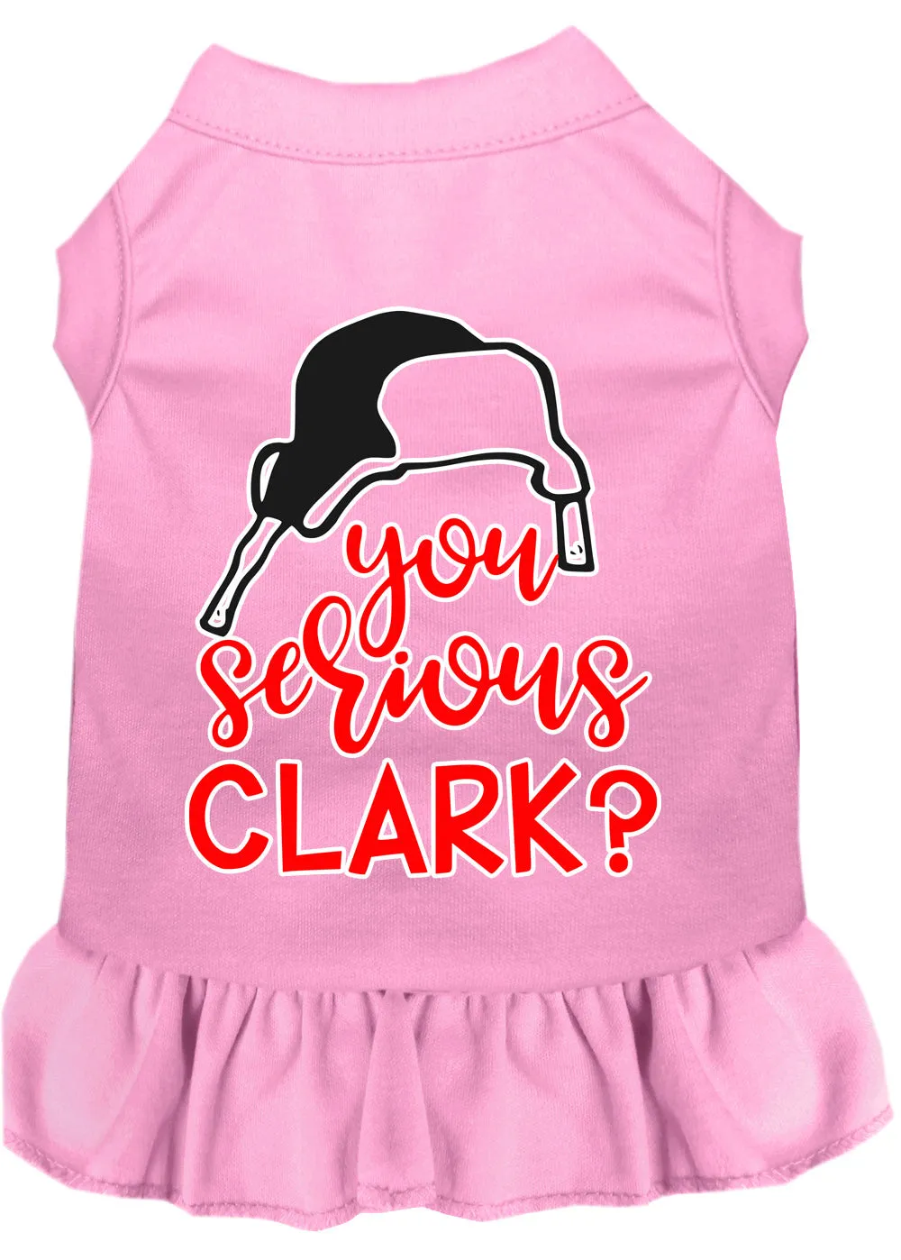 You Serious Clark? Screen Print Dog Dress Light Pink 4x