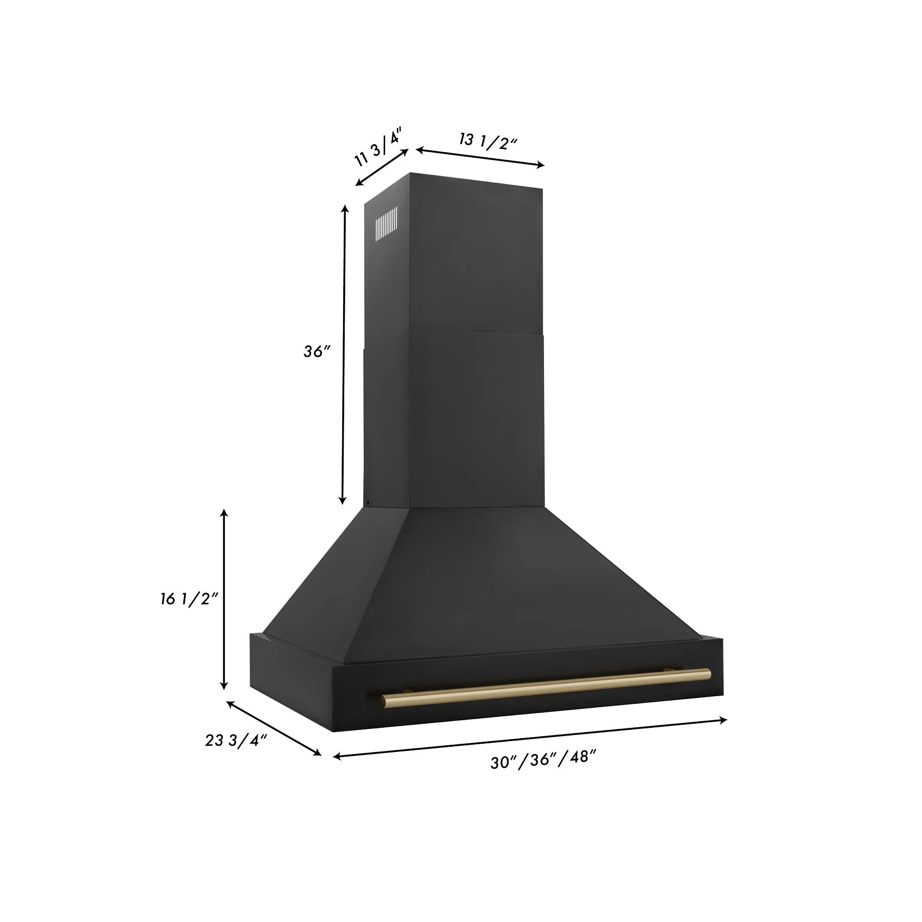 ZLINE 30" Autograph Edition Black Stainless Steel Range Hood with Champagne Bronze Handle (BS655Z-30-CB)