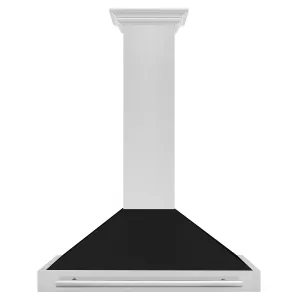 ZLINE 36" DuraSnow® Stainless Steel Range Hood with  Black Matte Shell and Stainless Steel Handle