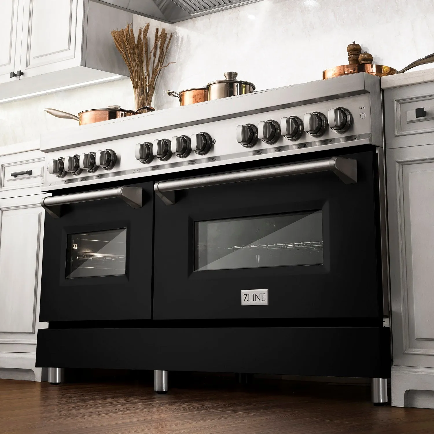 ZLINE 60" 7.4 cu. ft. Dual Fuel Range with Gas Stove and Electric Oven in Black Matte (RA-BLM-60)