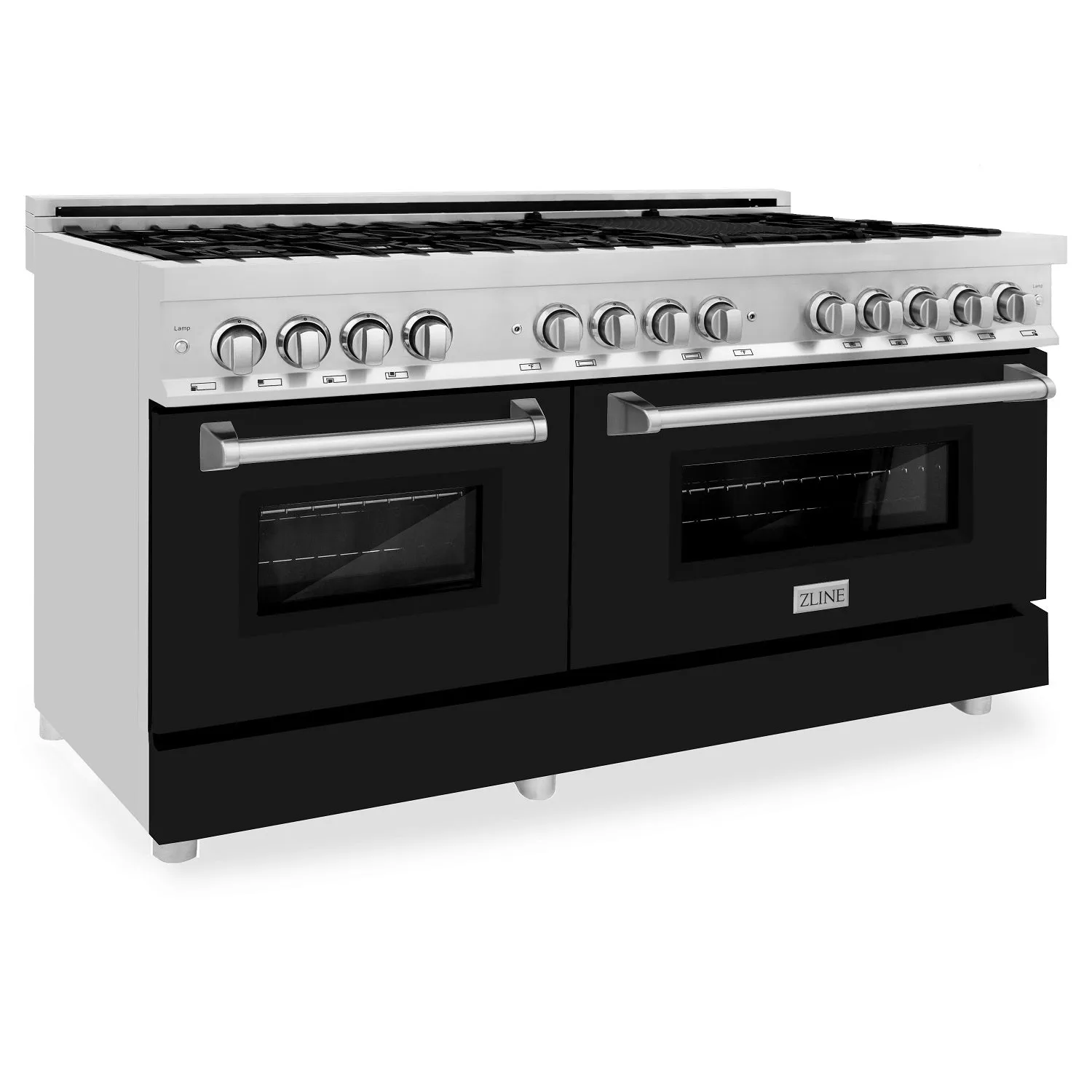 ZLINE 60" 7.4 cu. ft. Dual Fuel Range with Gas Stove and Electric Oven in Black Matte (RA-BLM-60)