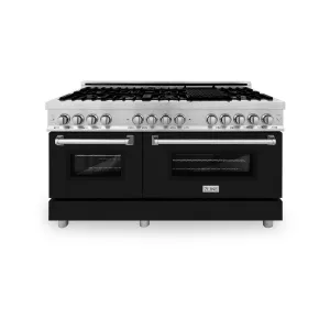 ZLINE 60" 7.4 cu. ft. Dual Fuel Range with Gas Stove and Electric Oven in Black Matte (RA-BLM-60)