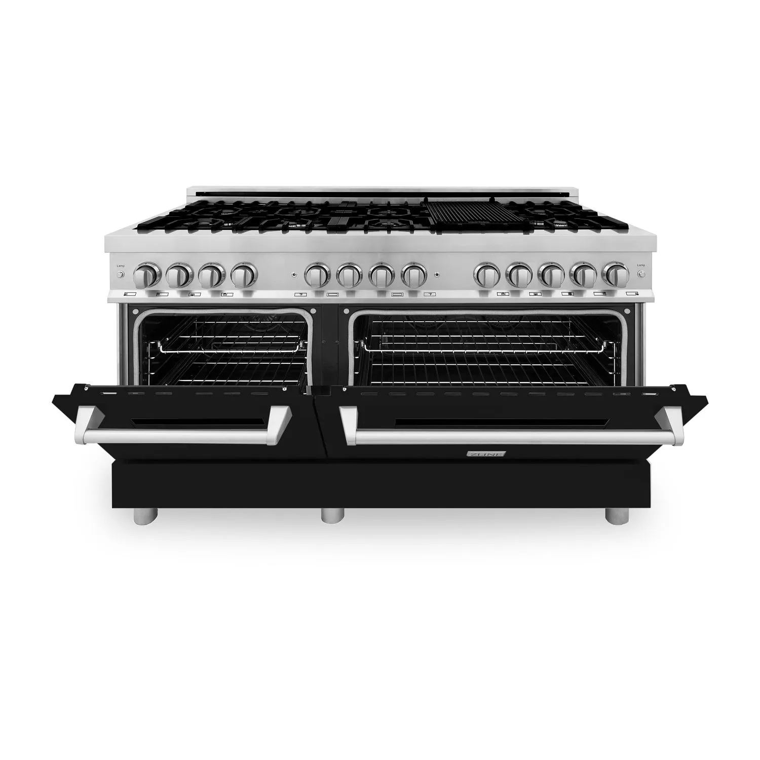 ZLINE 60" 7.4 cu. ft. Dual Fuel Range with Gas Stove and Electric Oven in Black Matte (RA-BLM-60)